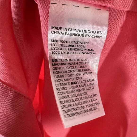 CHICO'S twill fringe hem shirt in coral pink (1/US8) - Picture 3 of 16